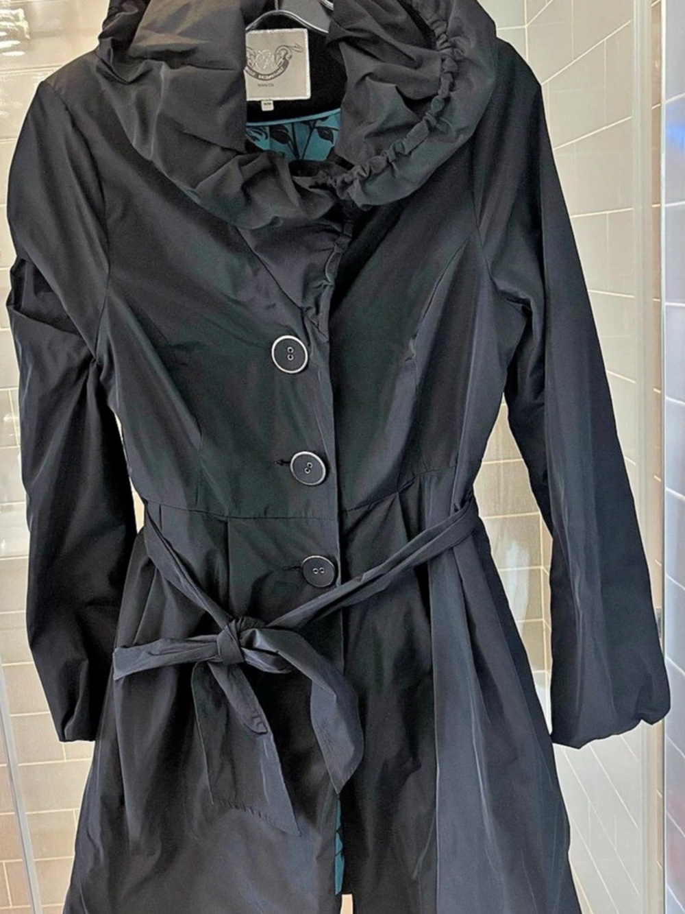 RW&CO Black Hooded Trench Coat Like New
